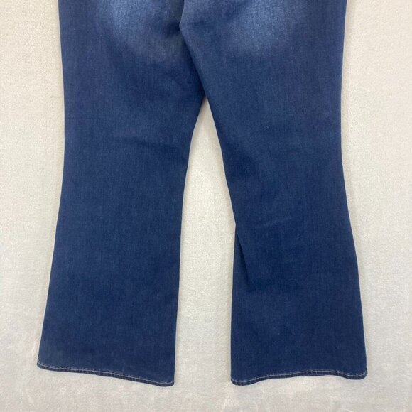 Soft Surroundings Ultimate Denim Flare Leg Jeans Size 14 Dark Wash Blue Stretch - Picture 14 of 16